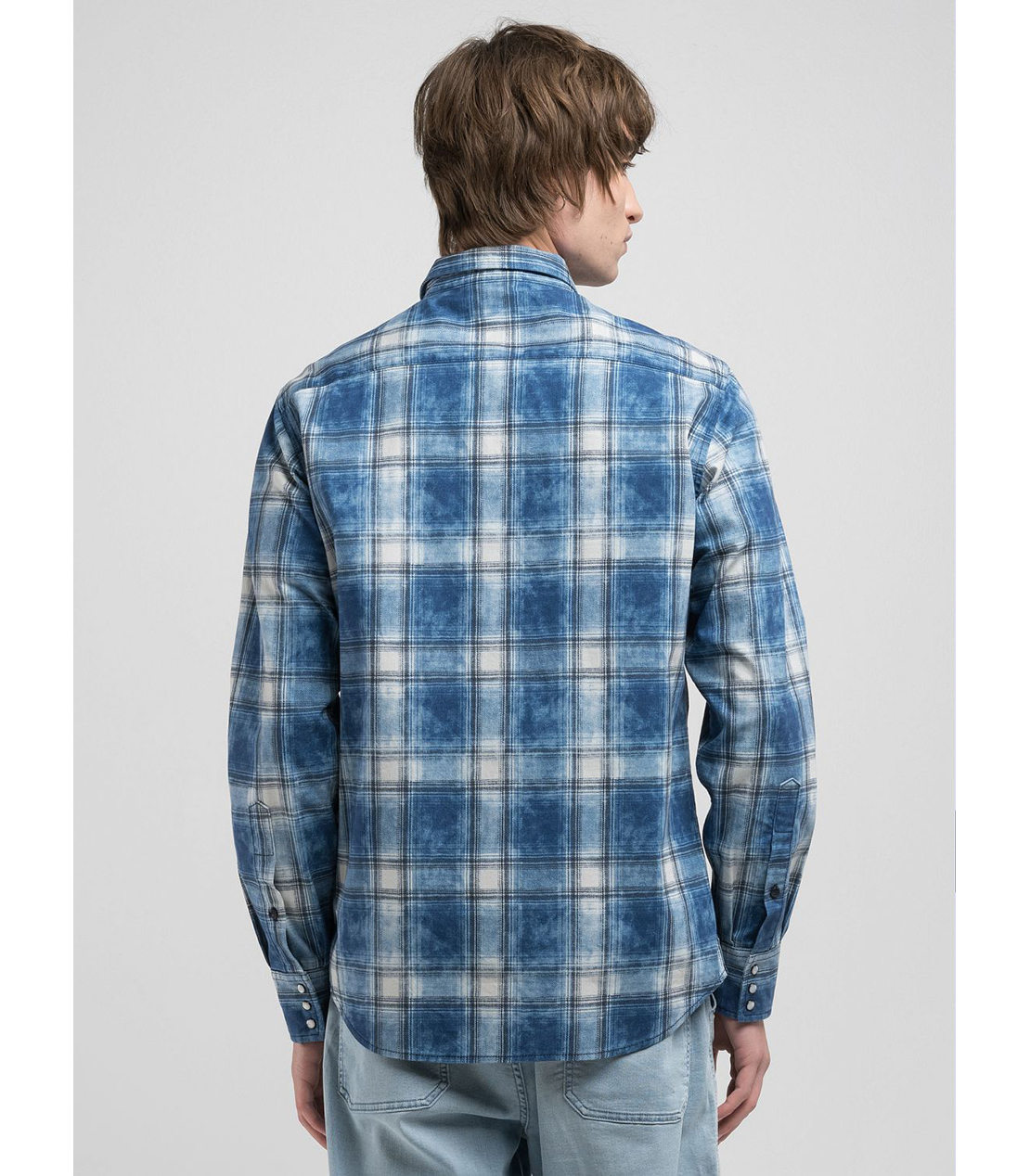 チェック柄インディゴデニムシャツ 詳細画像 ブルー 2